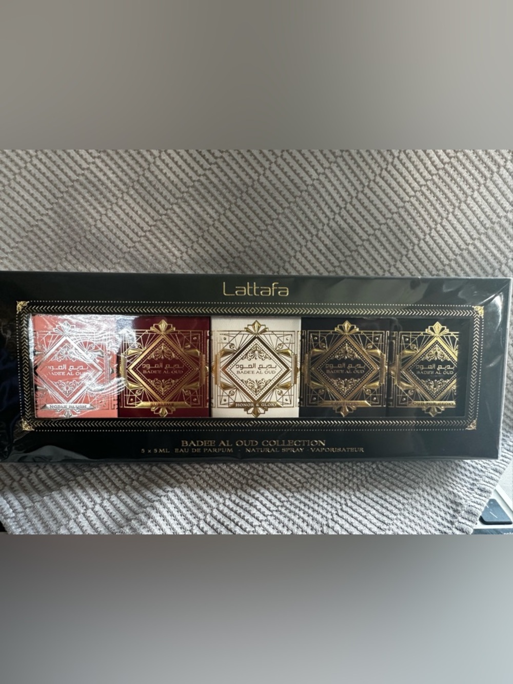 Lattafa Badee Al Oud Collection - Women Bath & Body (Red, Cream, Black)
